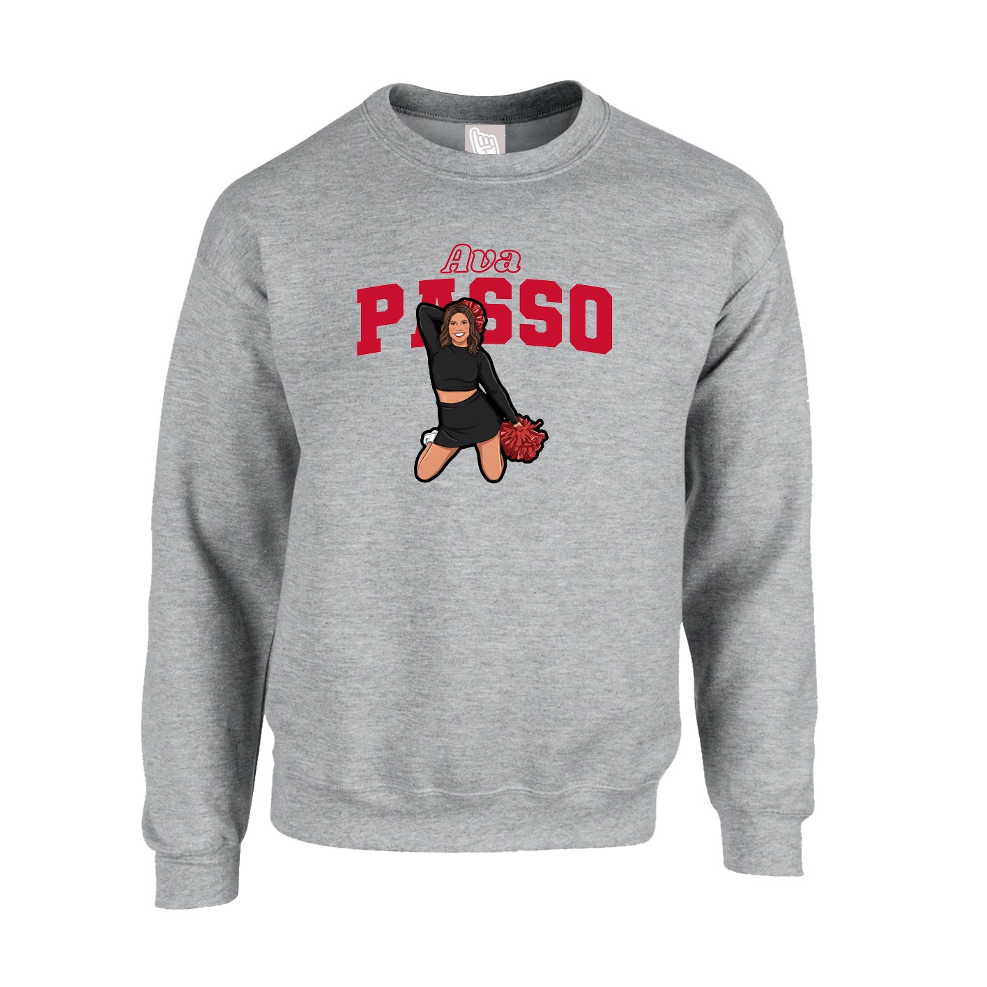 Fleece Crew — Name Arch in Grey