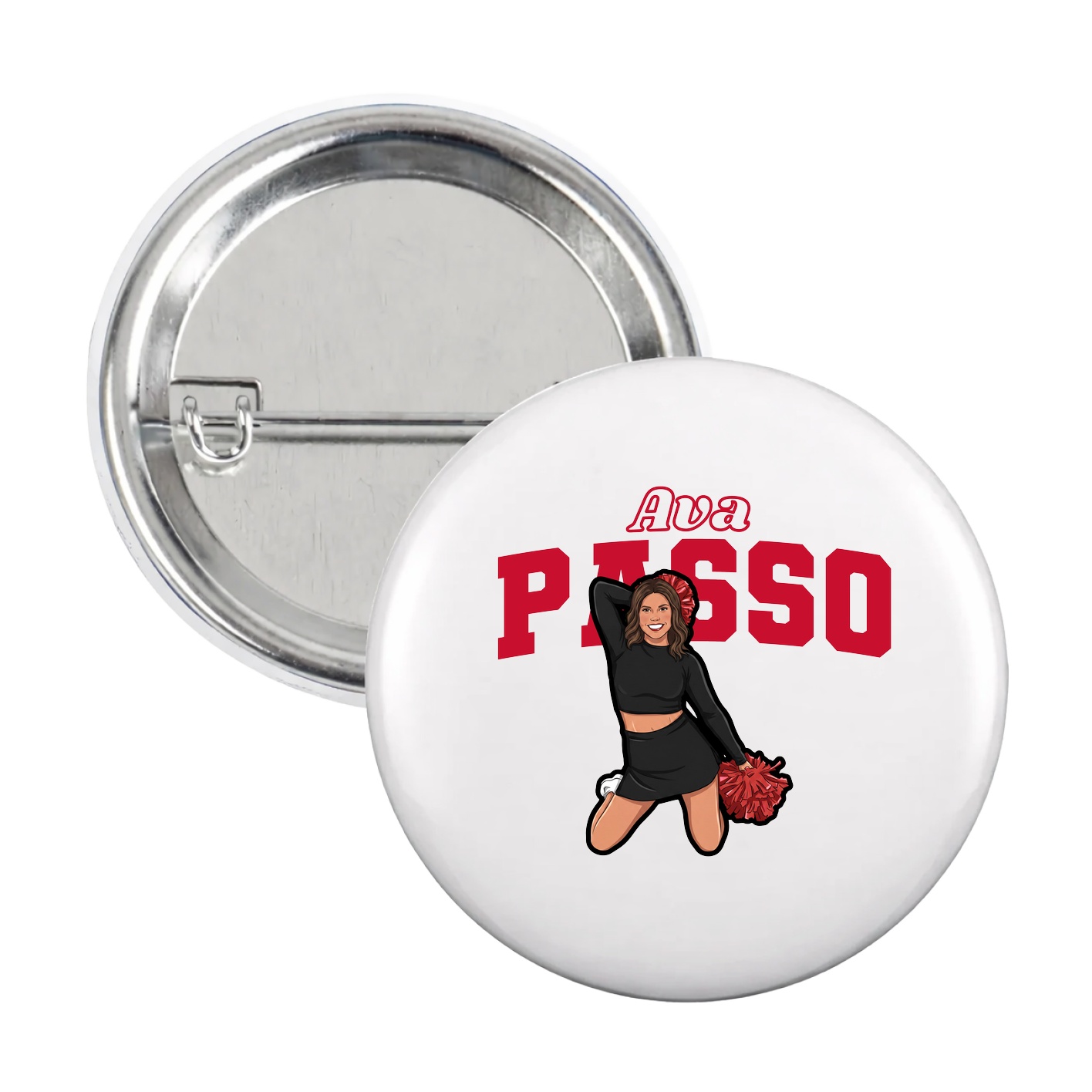 Game Day Button — Name Arch in White
