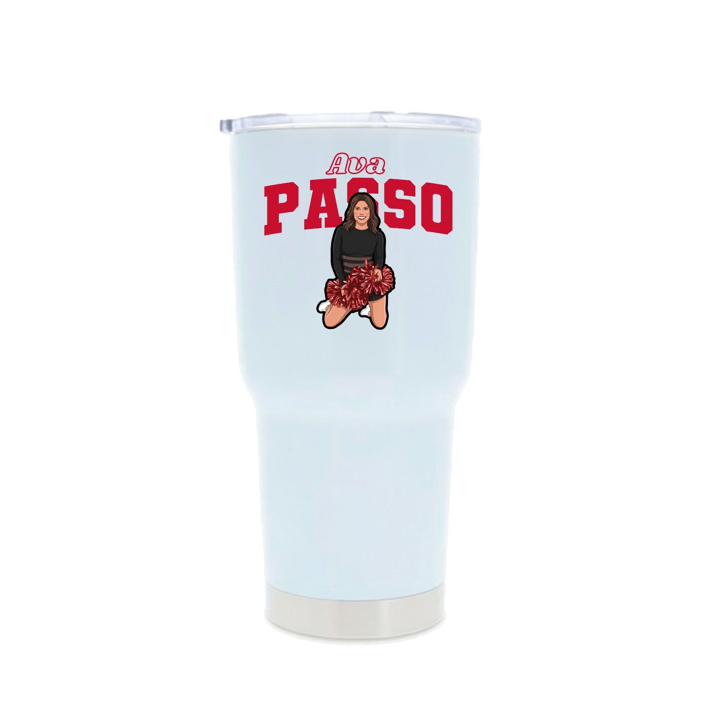 30oz Stainless Steel Tumbler — Name Arch in White