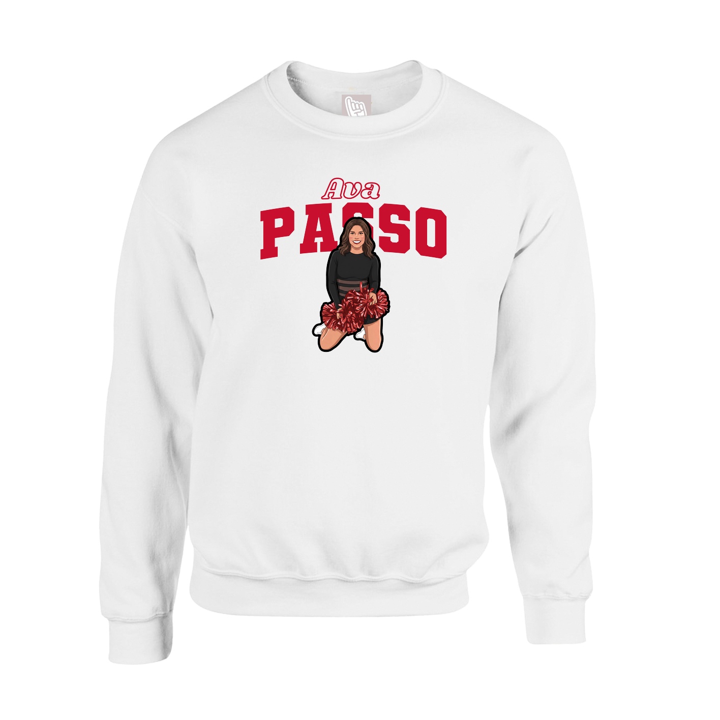 Fleece Crew — Name Arch in White