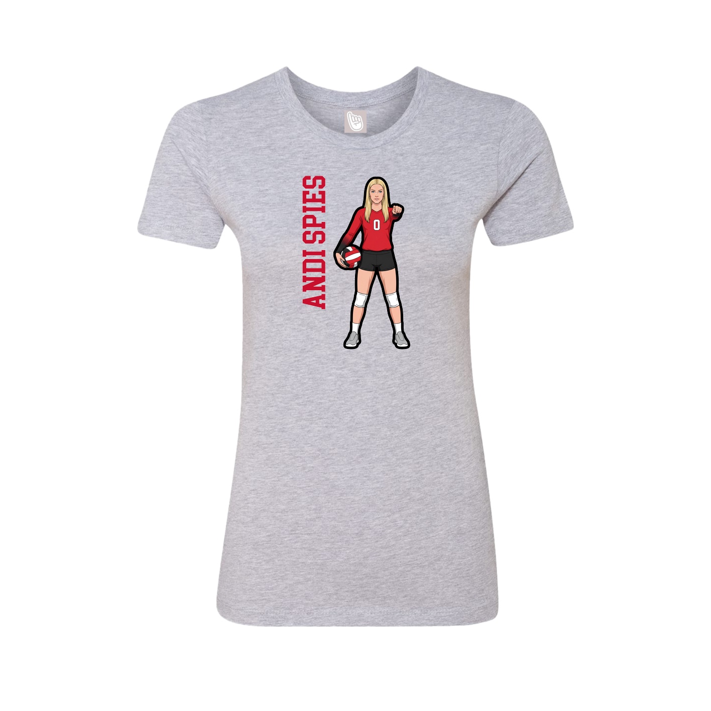 Fitted Women's Tee — Name Vertical in Grey