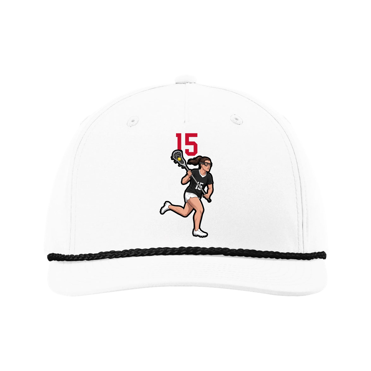 Five-Panel Classic Rope Cap — Number Top in White