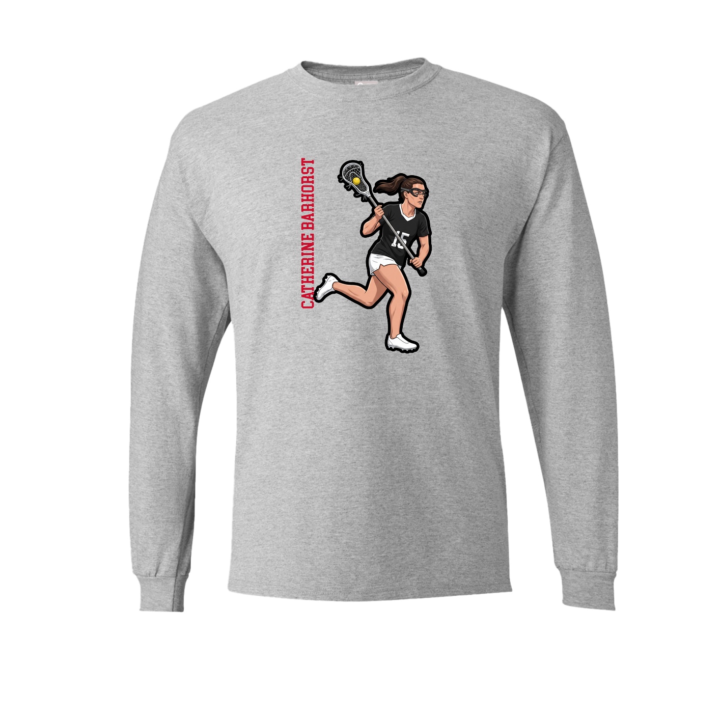 Long Sleeve Tee — Name Vertical in Grey