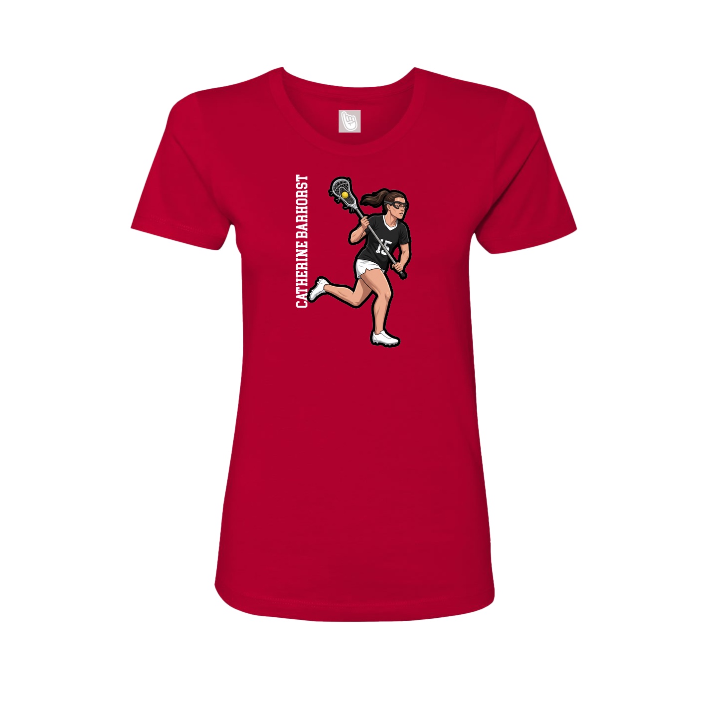 Fitted Women's Tee — Name Vertical in Red