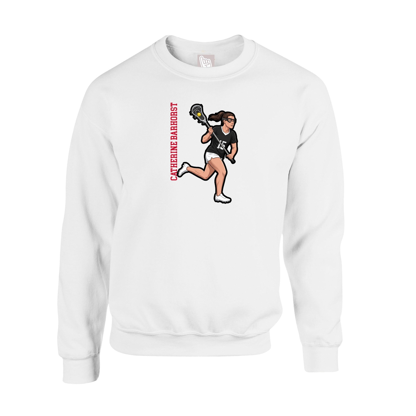 Fleece Crew — Name Vertical in White