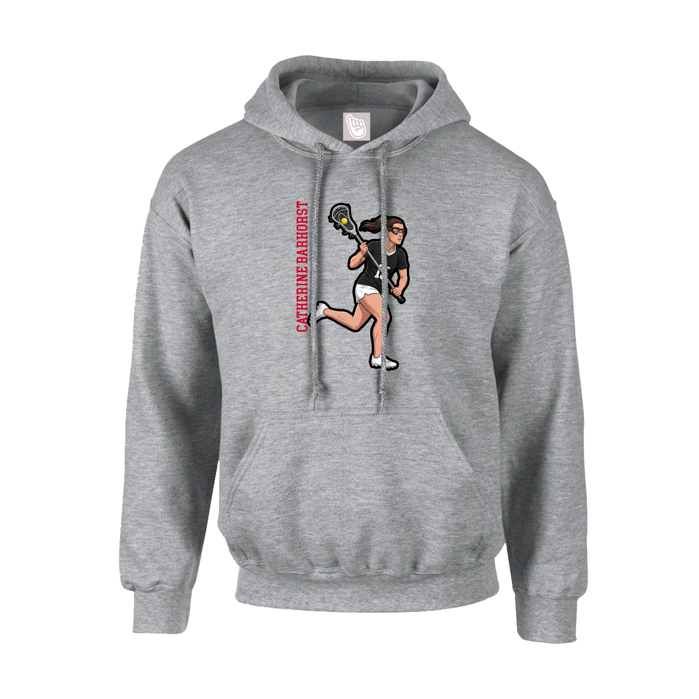 Youth Hoodie — Name Vertical in Grey