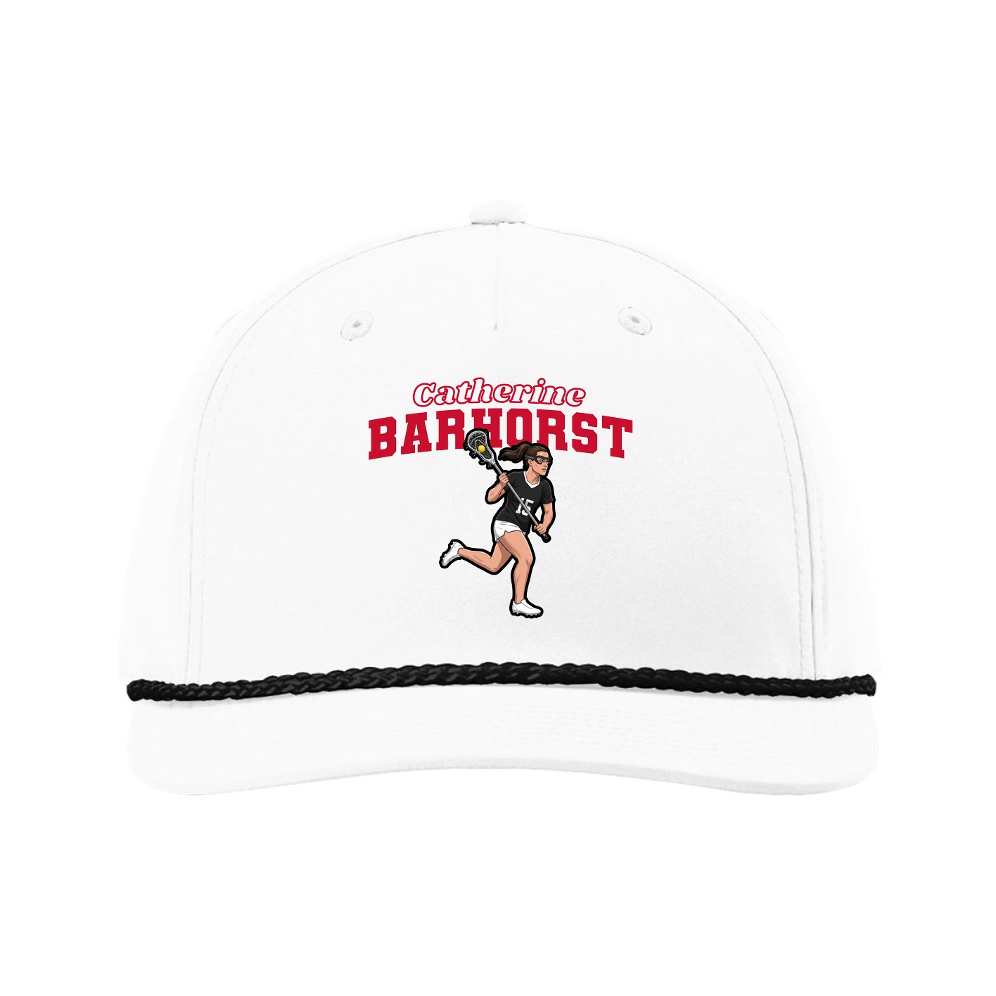 Five-Panel Classic Rope Cap — Name Arch in White