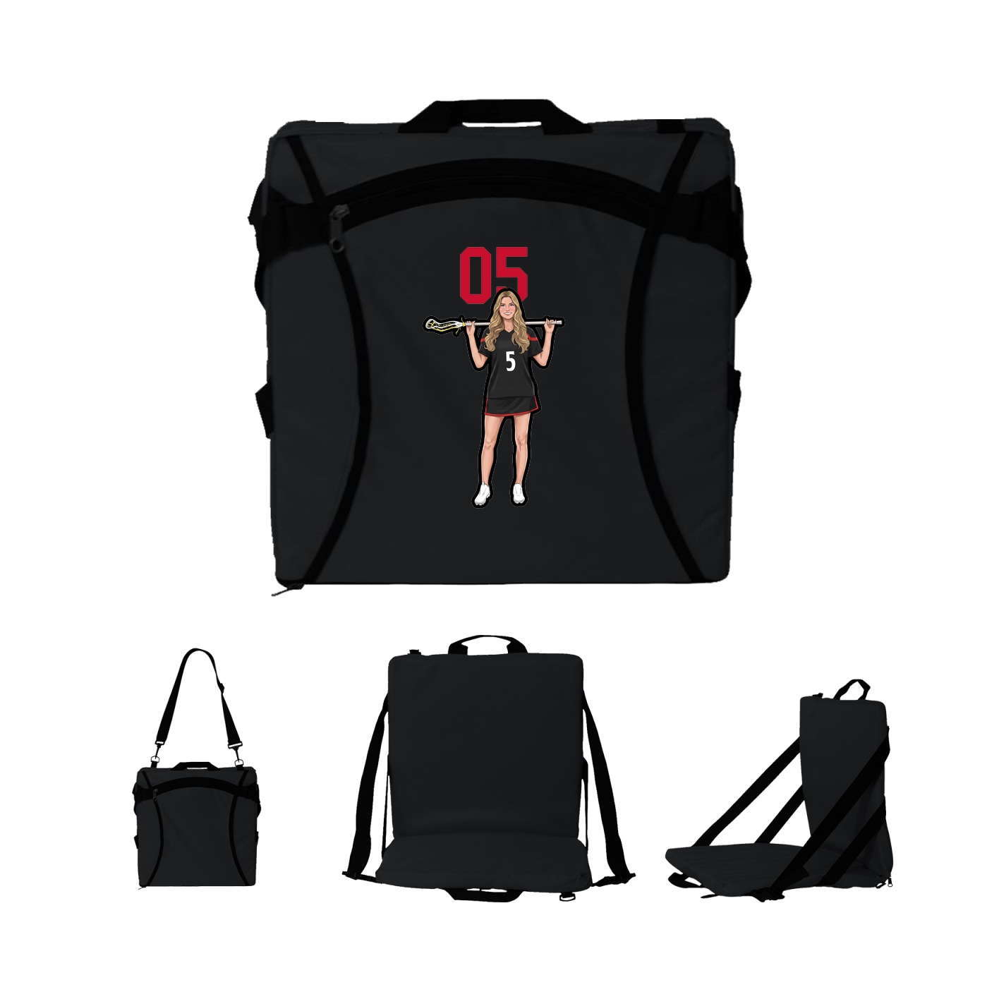 Folding Stadium Seat — Number Top in Black