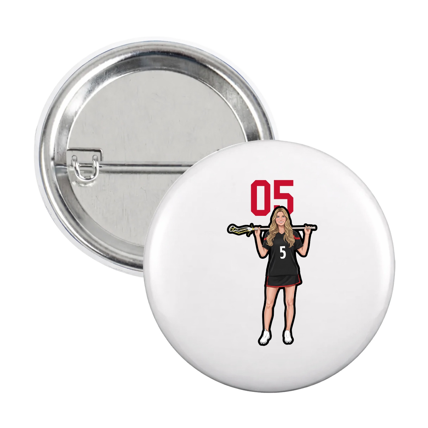 Game Day Button — Number Top in White