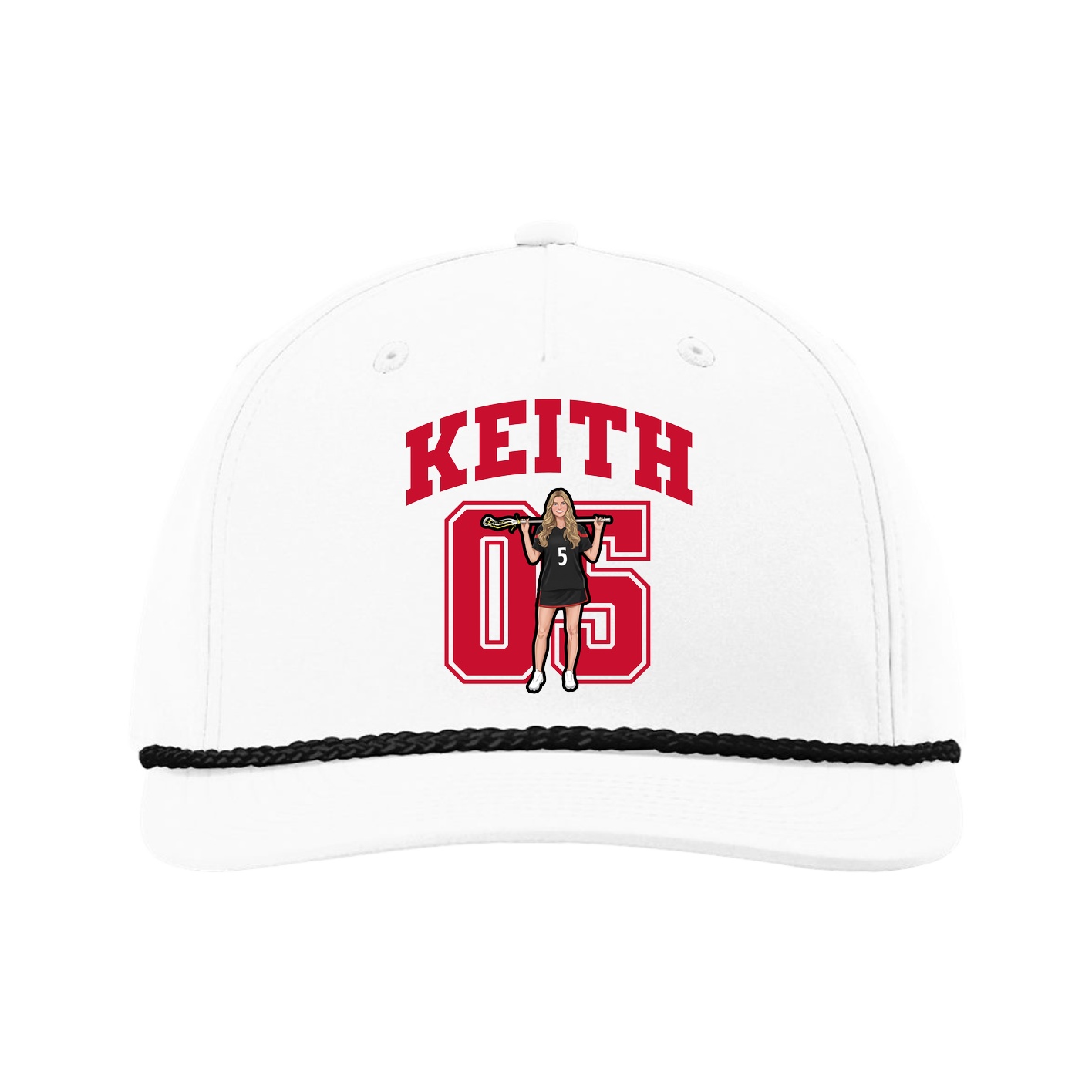 Five-Panel Classic Rope Cap — Number in White