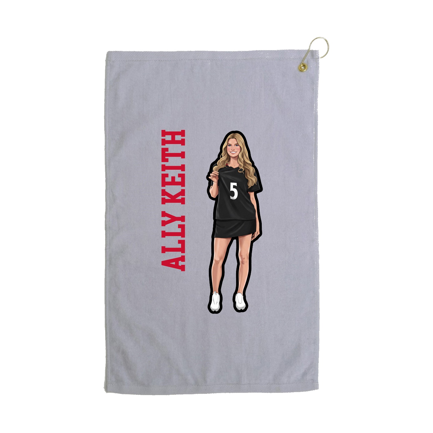 Golf Towel — Name Vertical in Grey