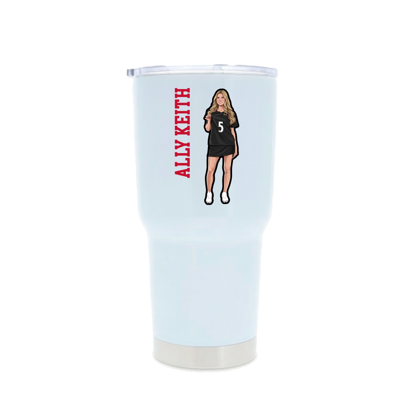 30oz Stainless Steel Tumbler — Name Vertical in White