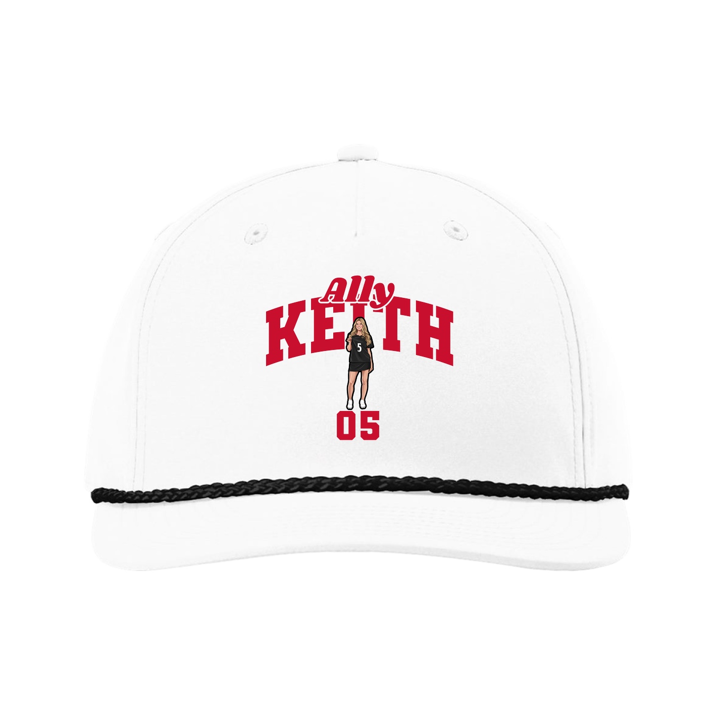 Five-Panel Classic Rope Cap — Signature Arch in White