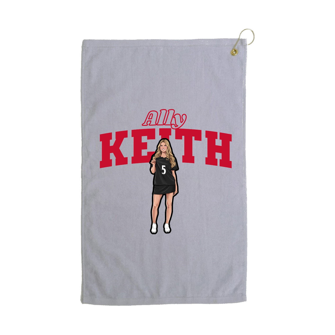 Golf Towel — Name Arch in Grey