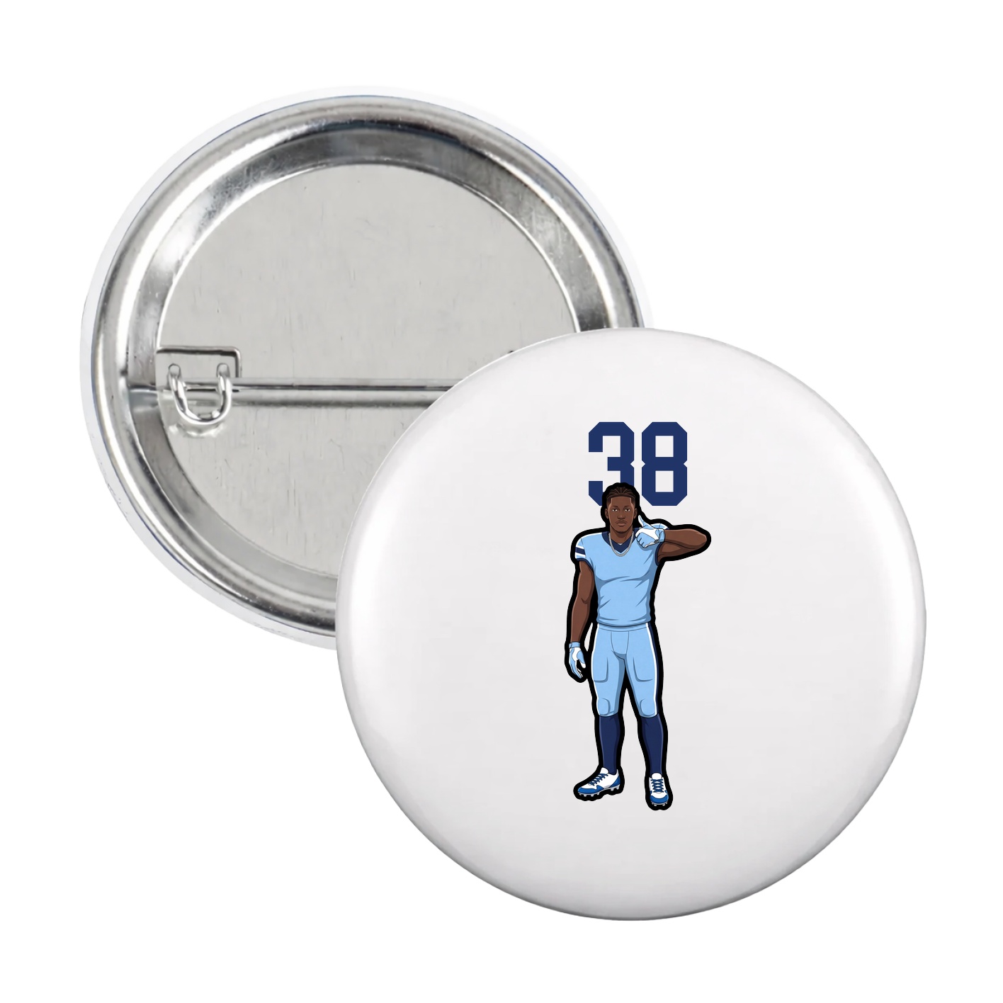 Game Day Button — Number Top in White