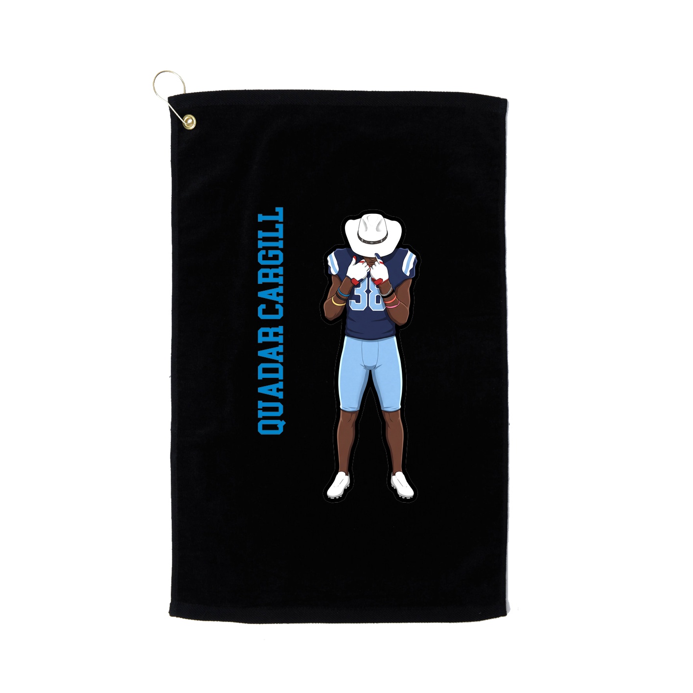 Golf Towel — Name Vertical in Black