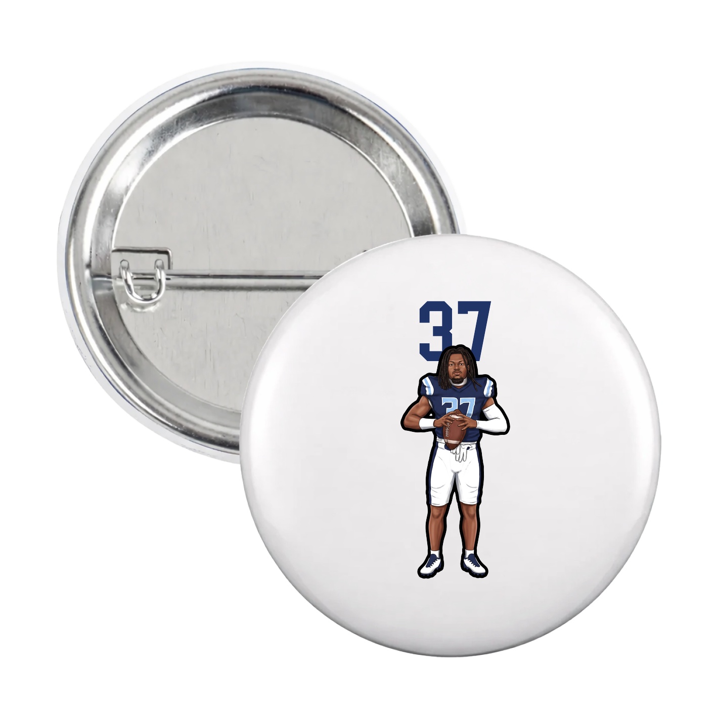 Game Day Button — Number Top in White