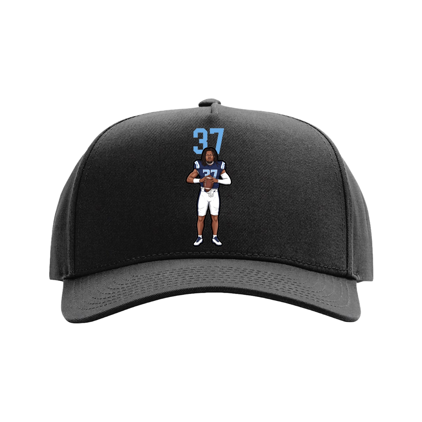 Full Fabric Five-Panel Champ Cap — Number Top in Black