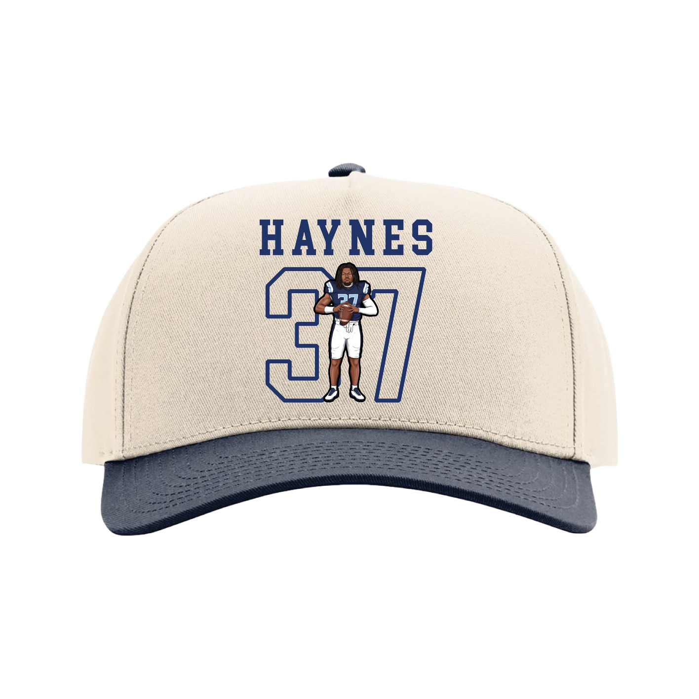 Full Fabric Five-Panel Champ Cap — Shirsey in Cream/Navy