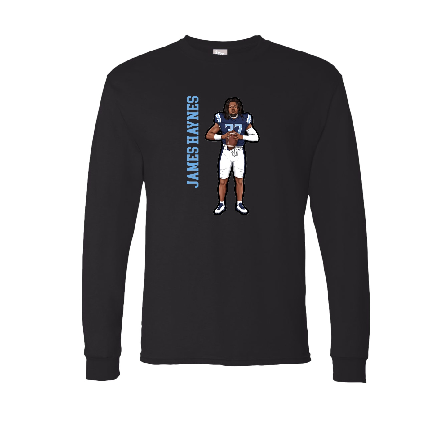 Long Sleeve Tee — Name Vertical in Black