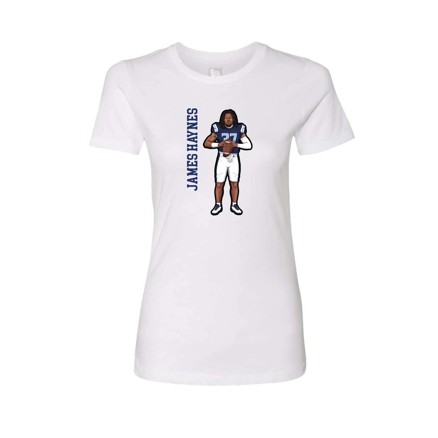 Womens Tee — Name Vertical in White