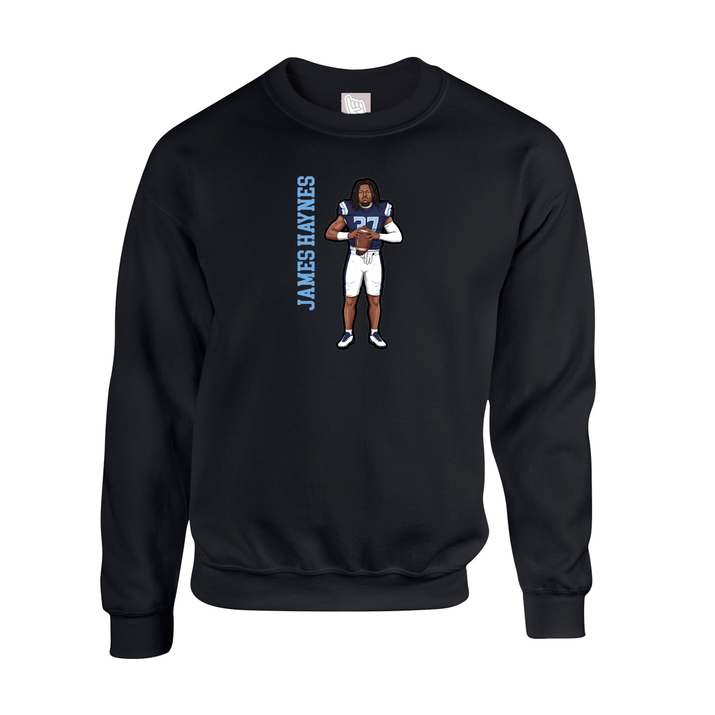 Fleece Crew — Name Vertical in Black