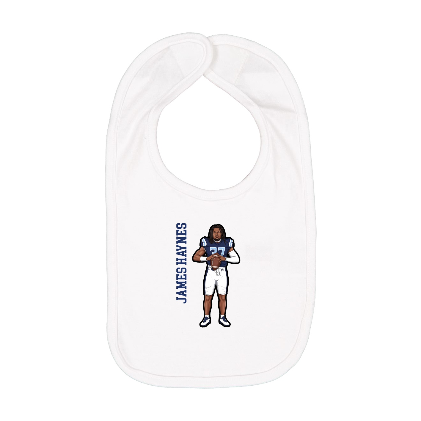 Infant Bib — Name Vertical in White