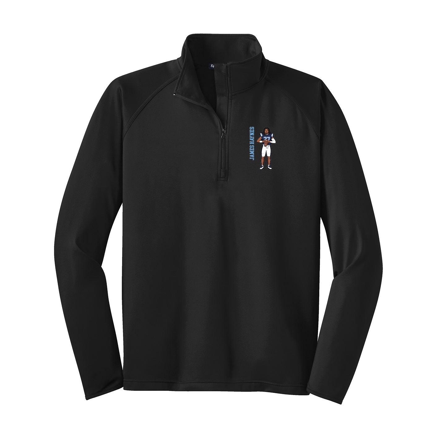 Q-Zip Pullover — Name Vertical in Black