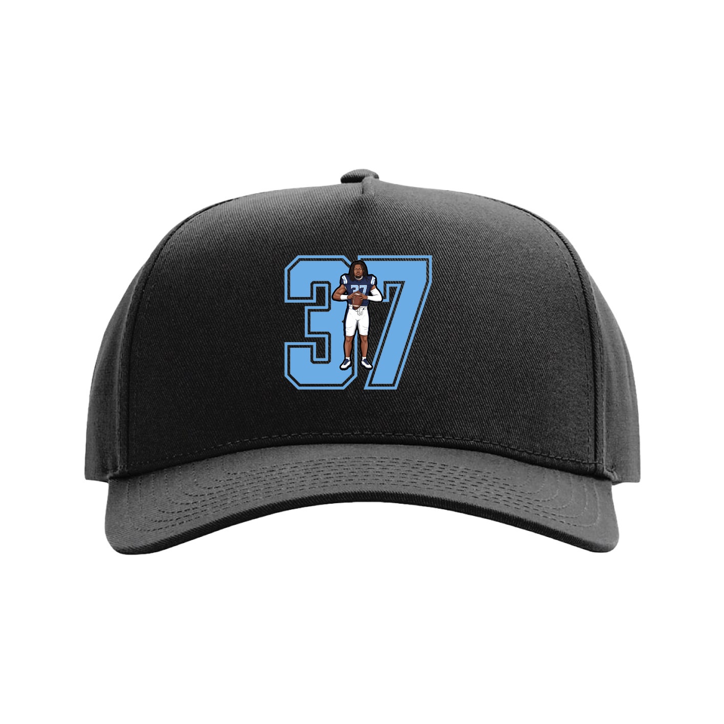 Full Fabric Five-Panel Champ Cap — Number in Black