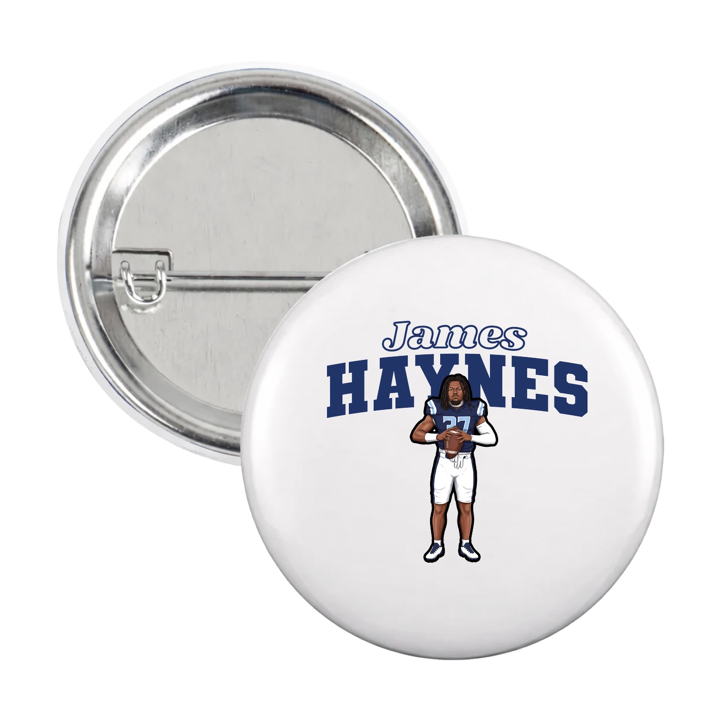 Game Day Button — Name Arch in White