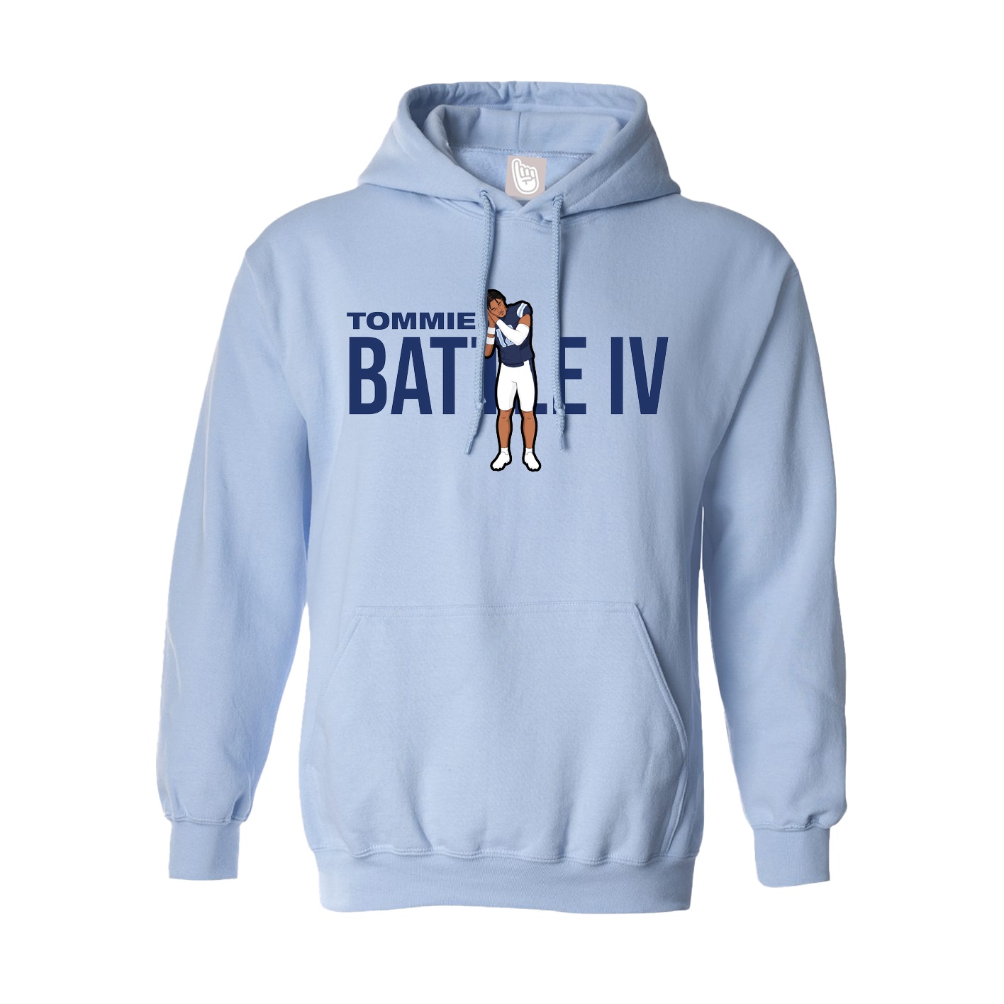 Hoodie — Player Name in Light Blue