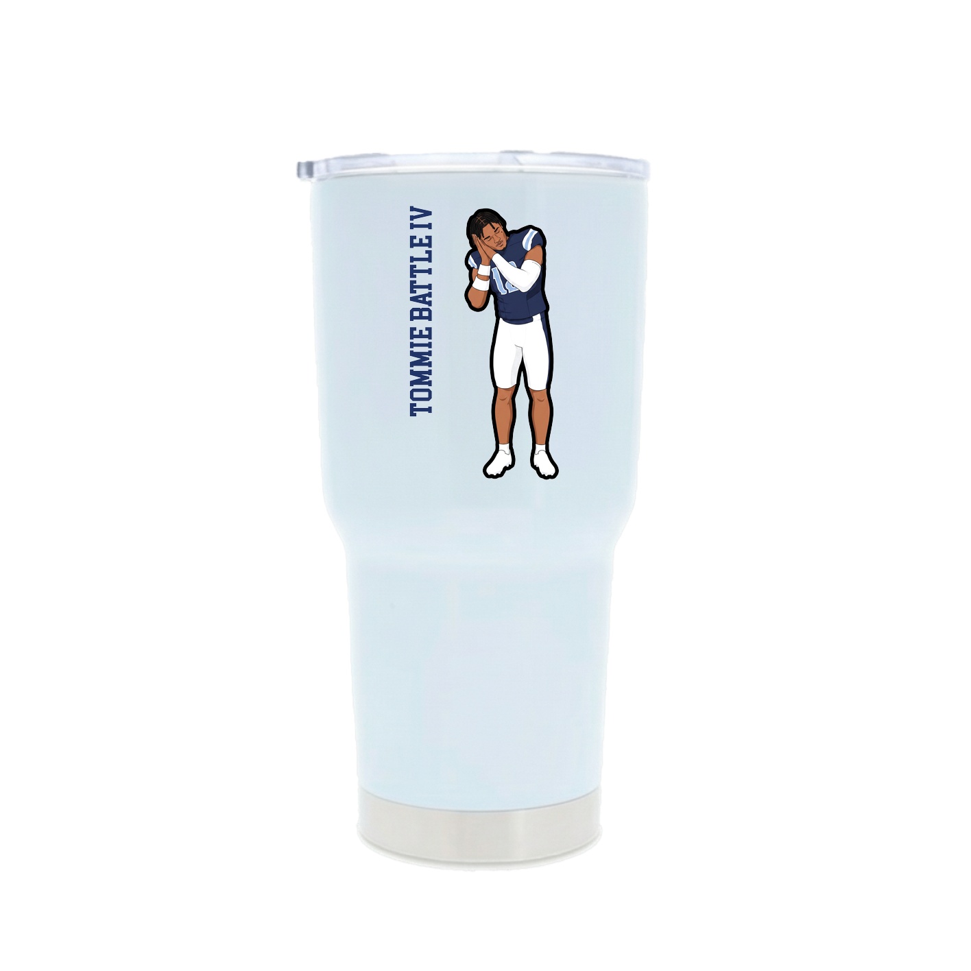 30oz Stainless Steel Tumbler — Name Vertical in White
