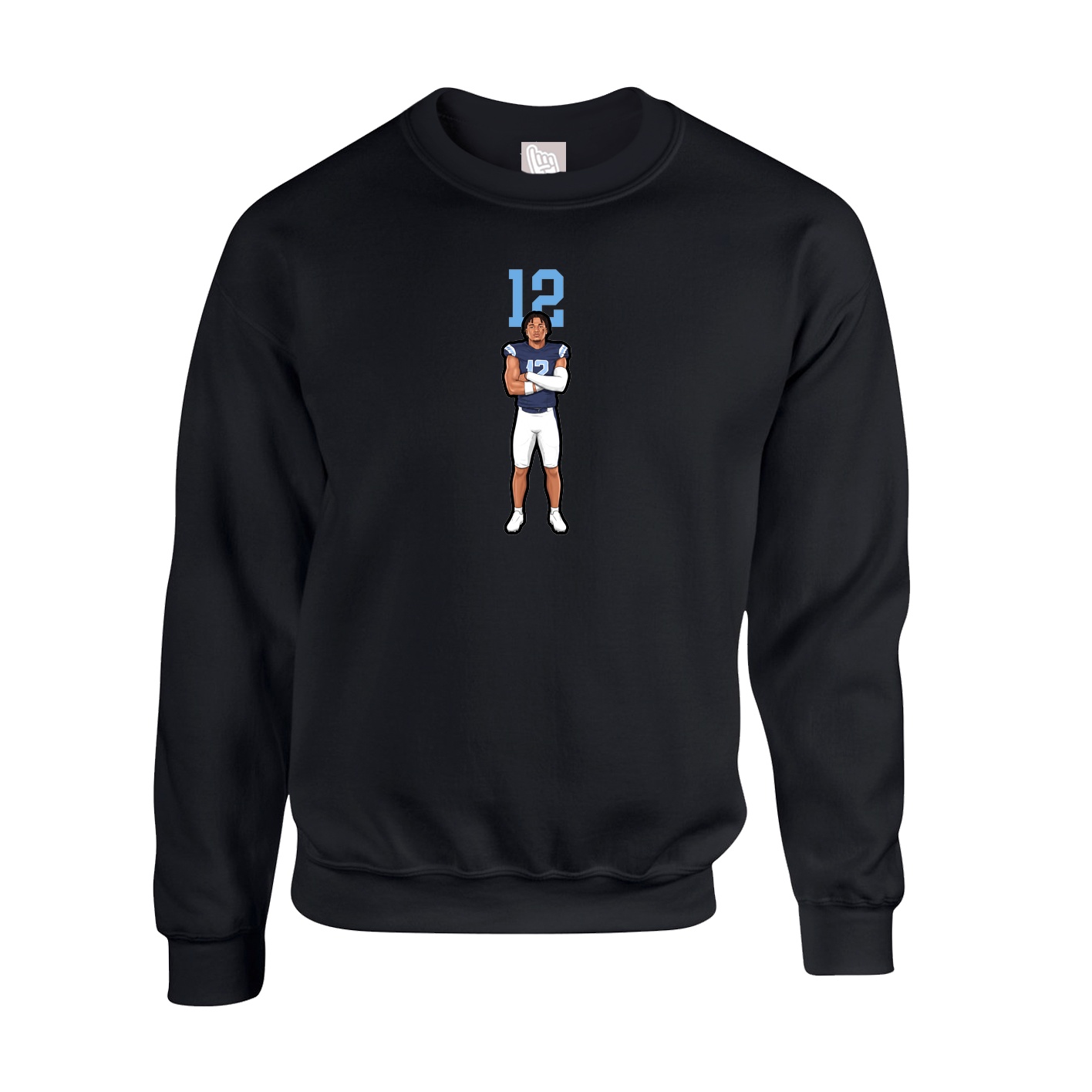 Fleece Crew — Number Top in Black