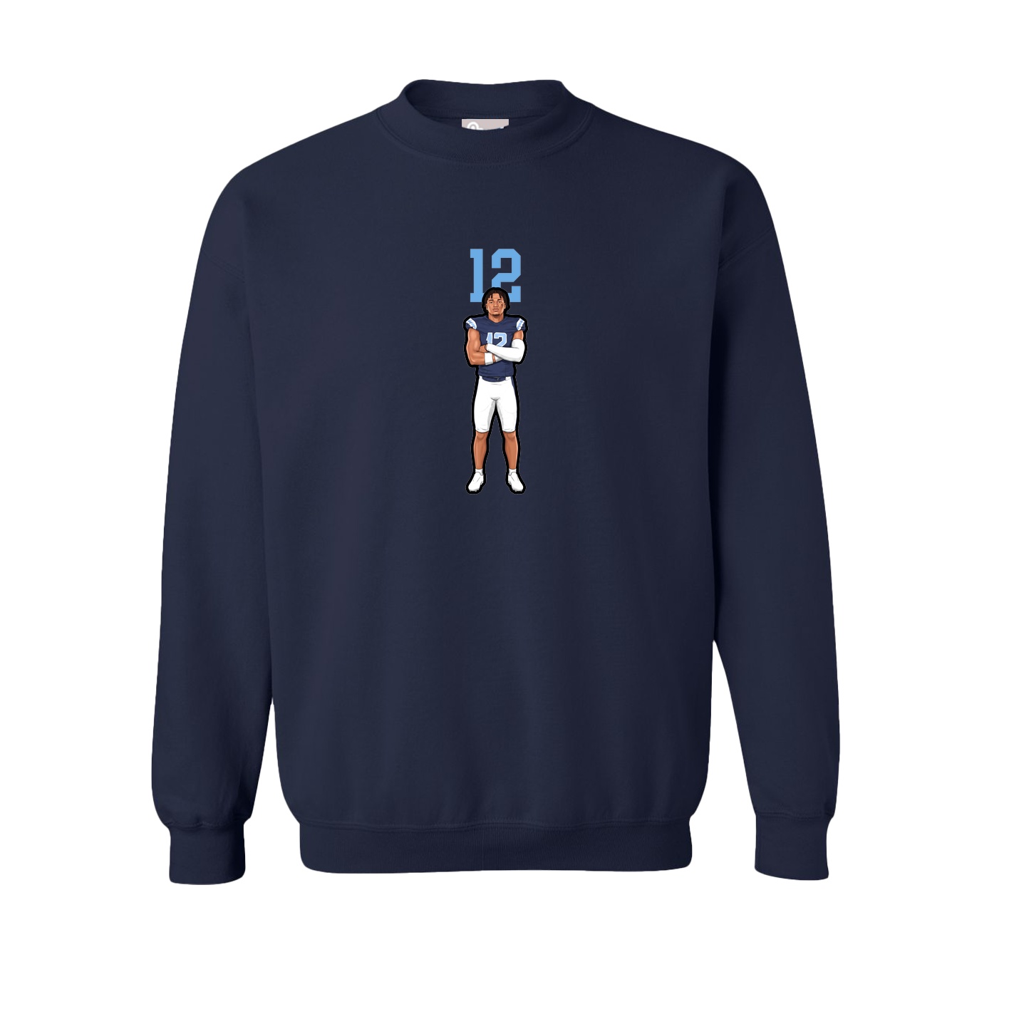Fleece Crew — Number Top in Navy