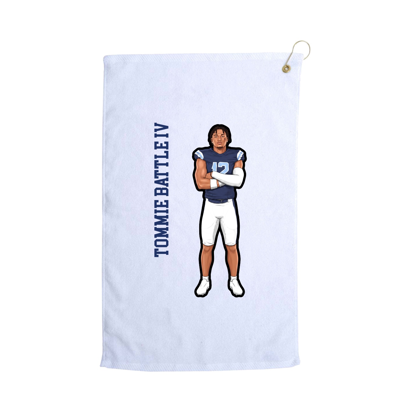 Golf Towel — Name Vertical in White