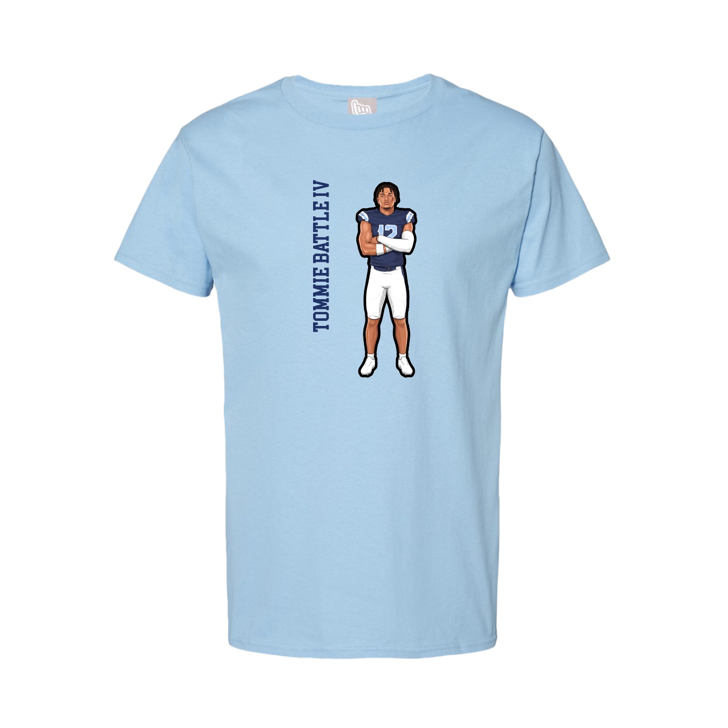 Tee — Name Vertical in Light Blue