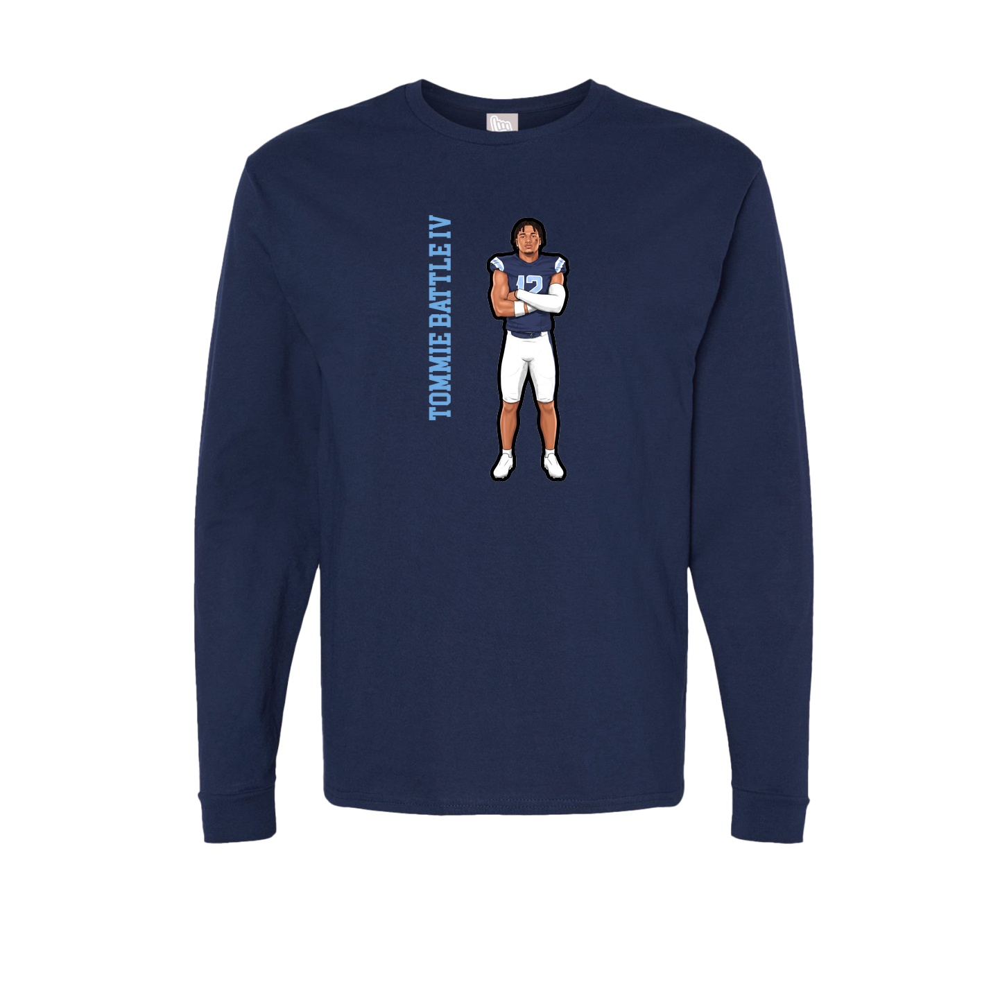 Long Sleeve Tee — Name Vertical in Navy