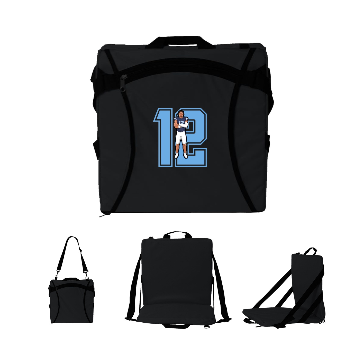 Folding Stadium Seat — Number in Black