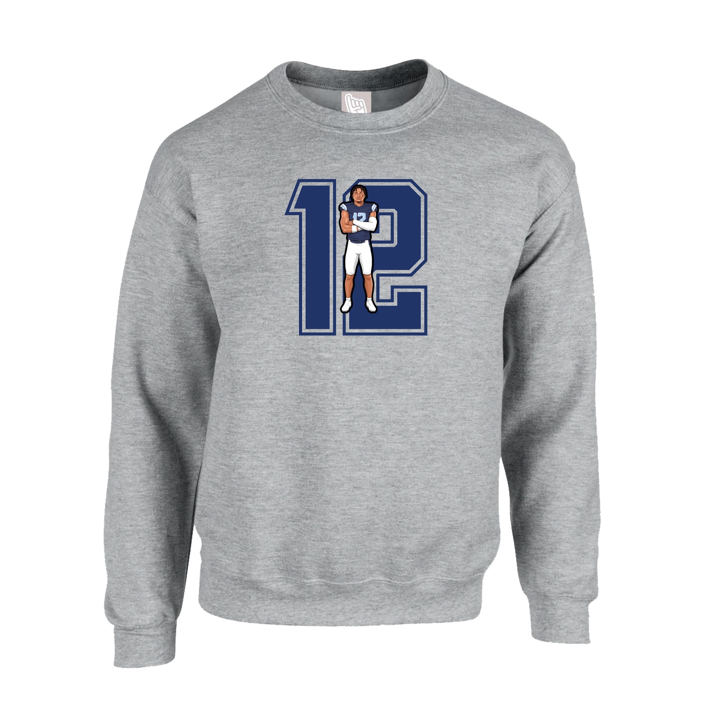 Fleece Crew — Number in Grey