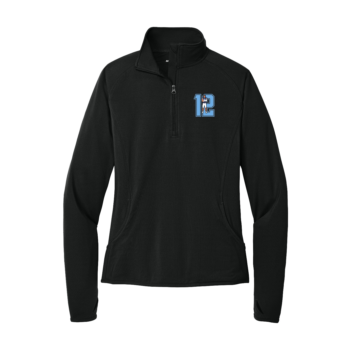 Women's Q-Zip Pullover — Number in Black