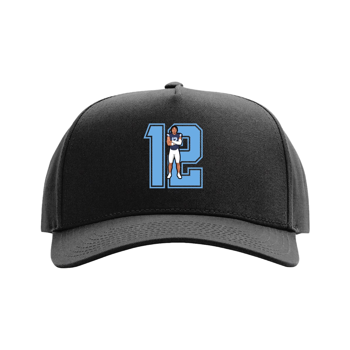 Full Fabric Five-Panel Champ Cap — Number in Black