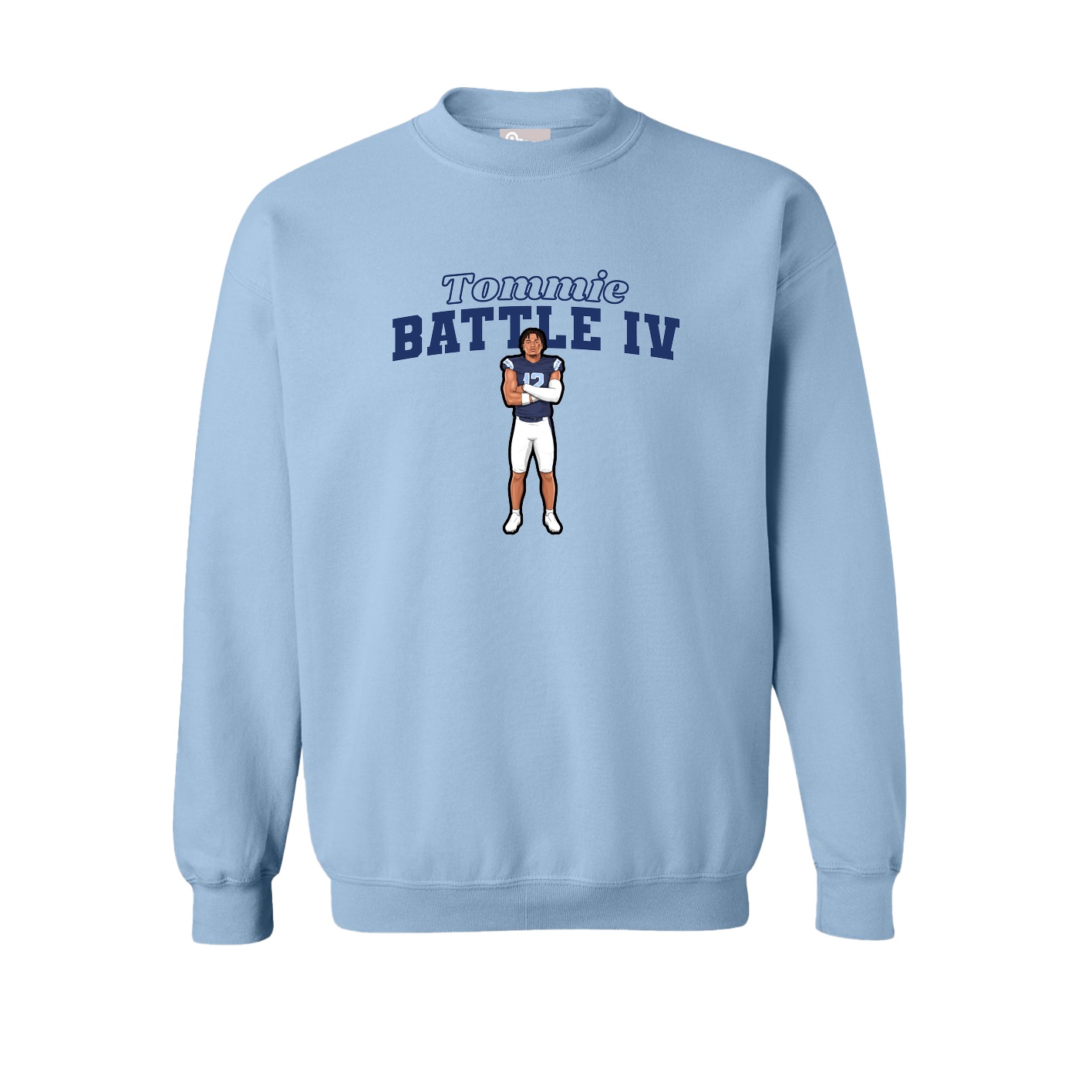 Fleece Crew — Name Arch in Light Blue