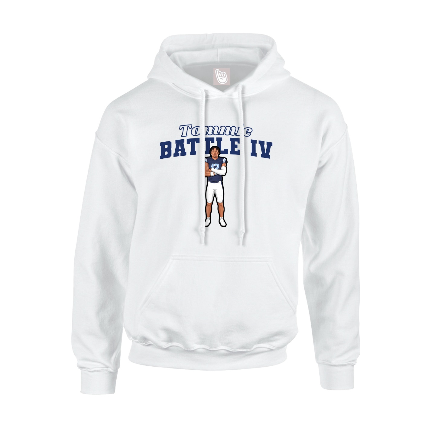 Youth Hoodie — Name Arch in White