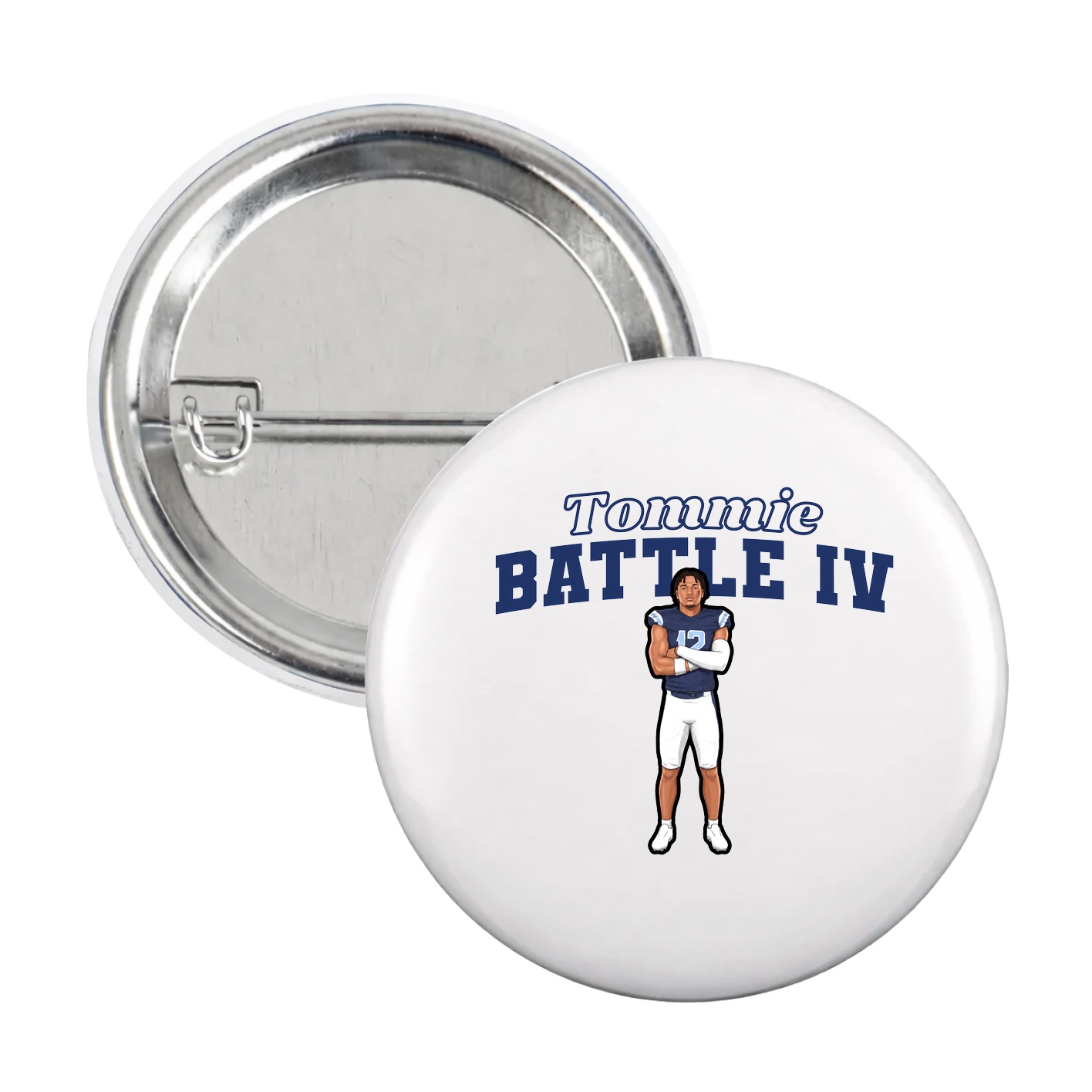 Game Day Button — Name Arch in White
