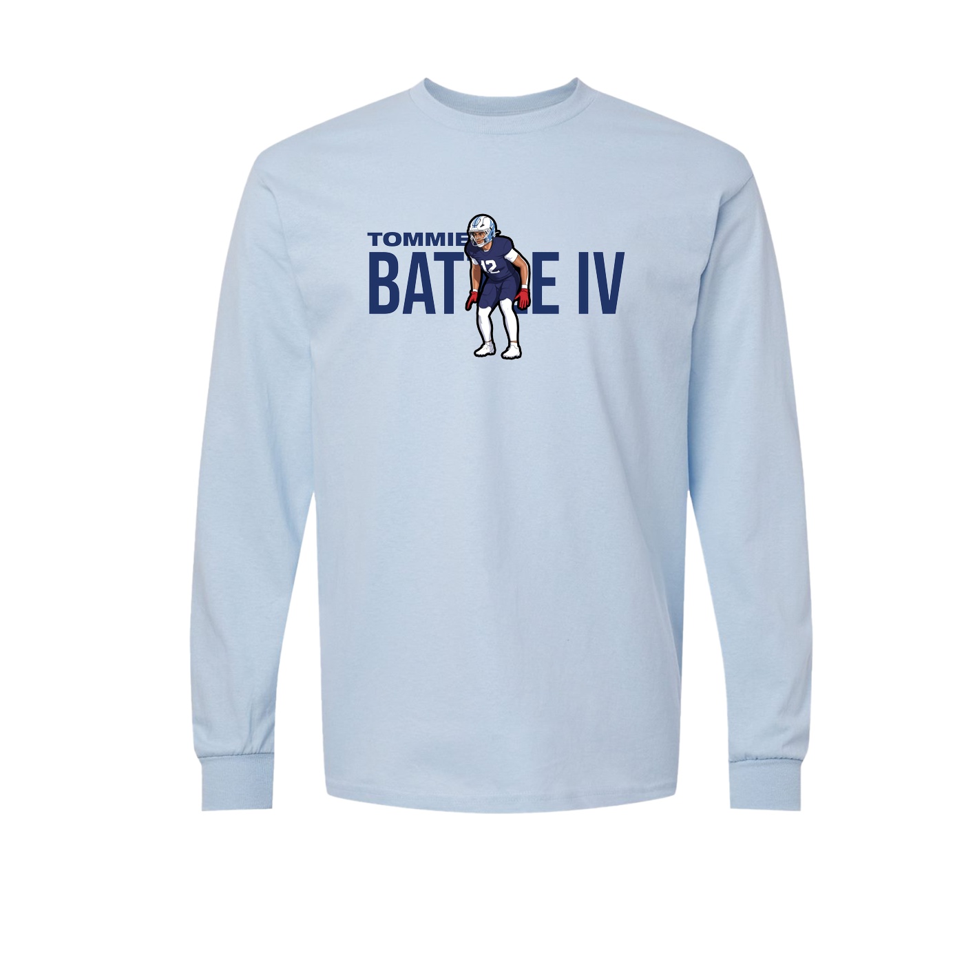 Long Sleeve Tee — Player Name in Light Blue