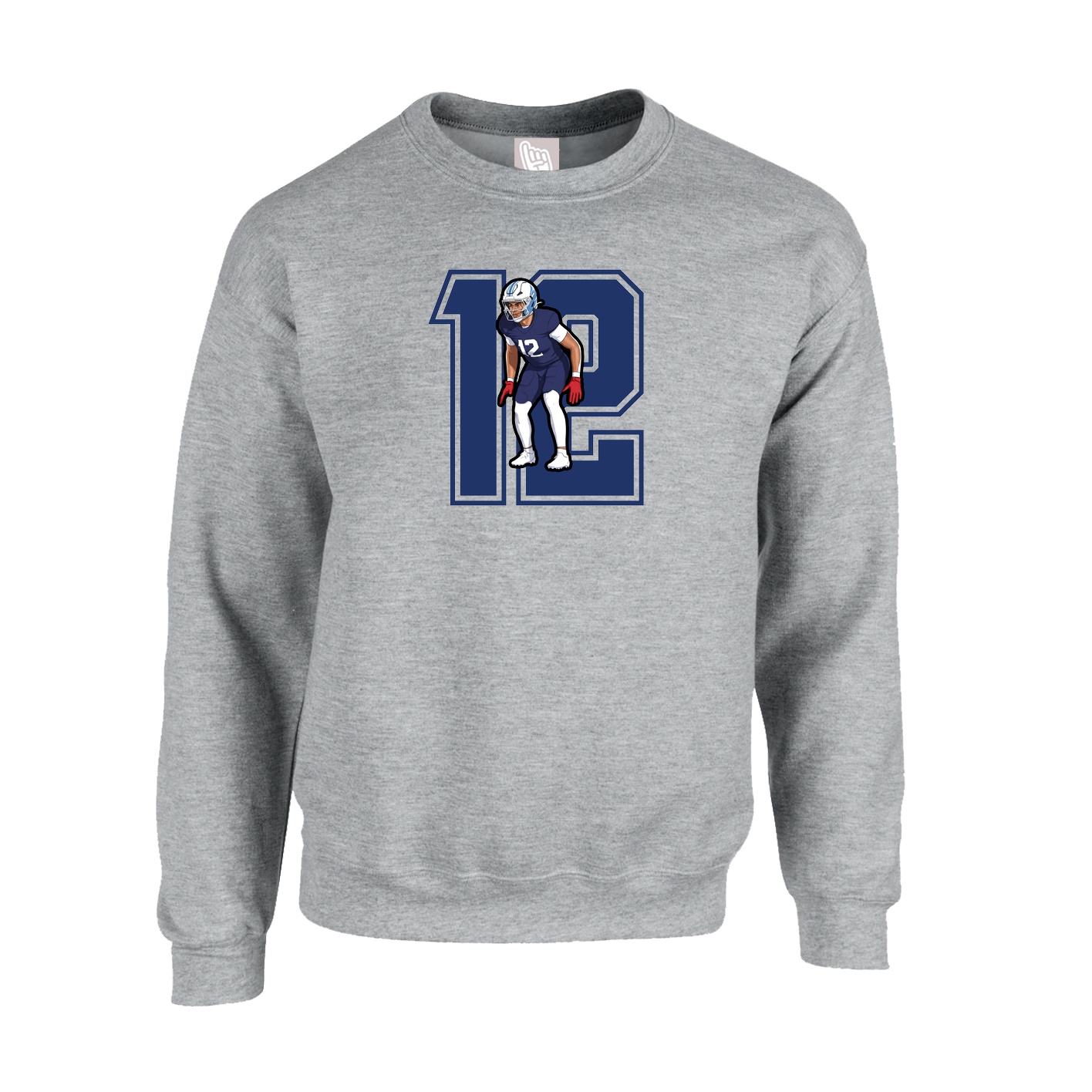 Fleece Crew — Number in Grey