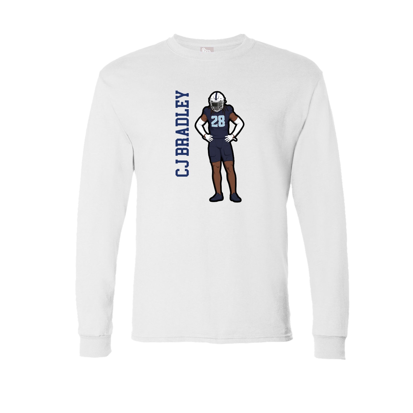 Long Sleeve Tee — Name Vertical in White