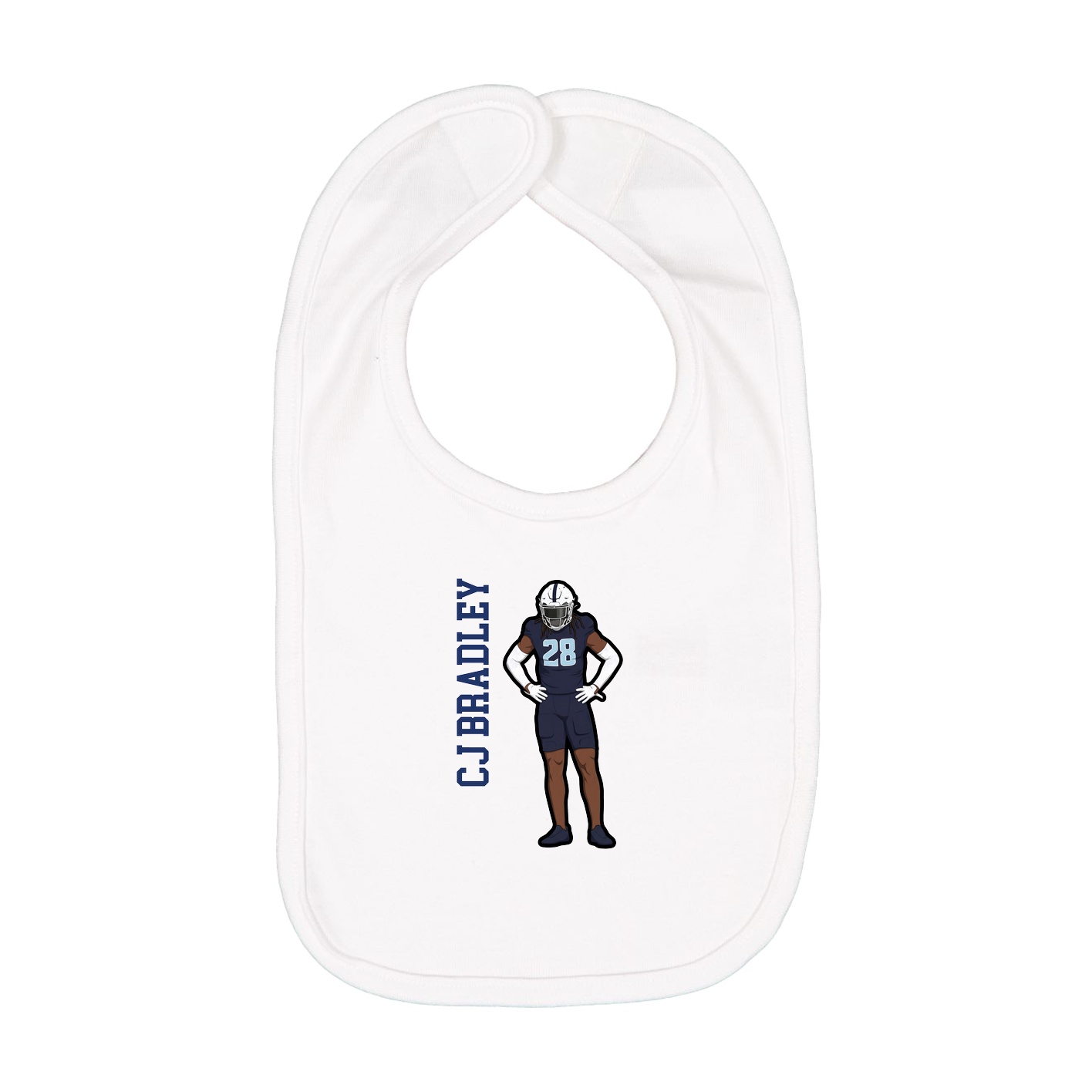 Infant Bib — Name Vertical in White