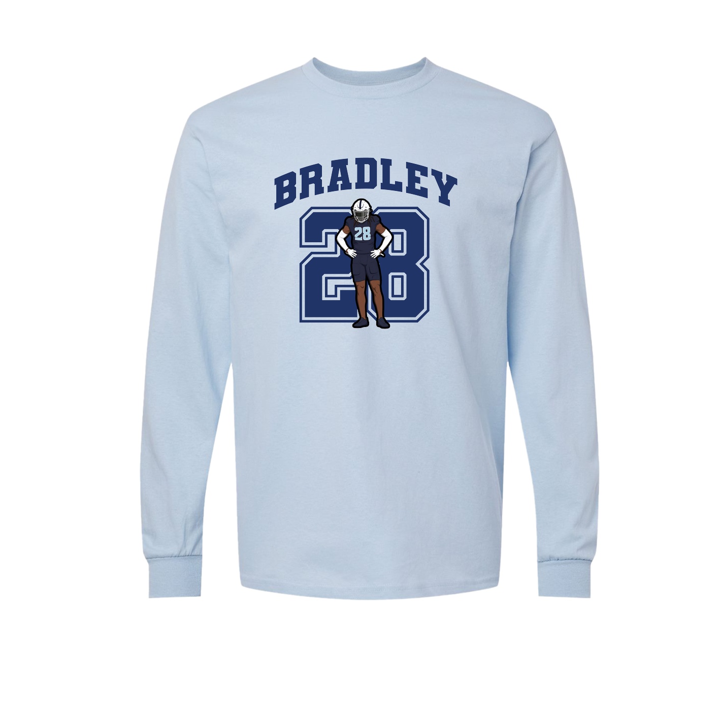 Long Sleeve Tee — Number in Light Blue