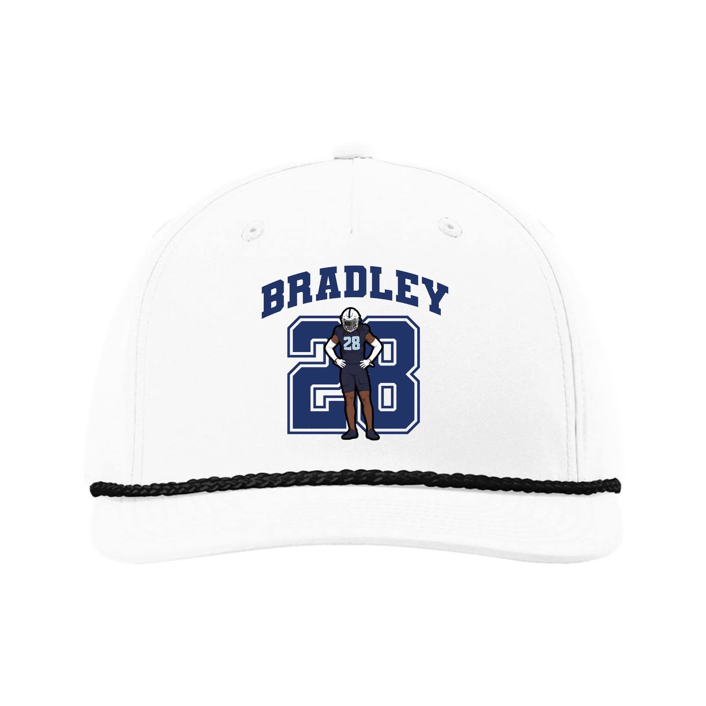 Five-Panel Classic Rope Cap — Number in White